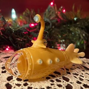 Rare Glass Yellow Submarine Christmas Ornament